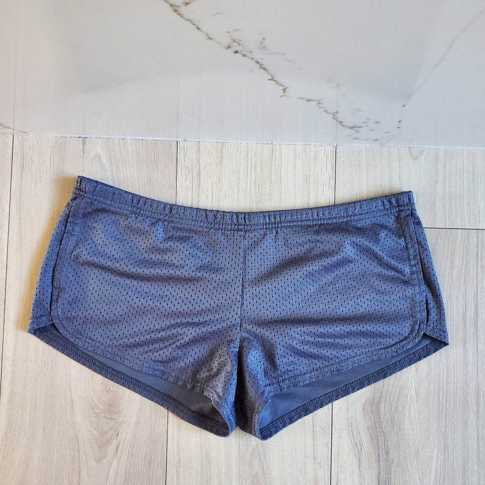 Soffe Mesh Shorts Womens M Gray Low Rise Elastic Waist Cheer Running Gym 90s